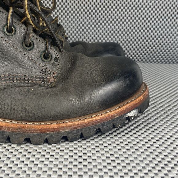 Vintage Frye Logger Combat Boot Mens Size 9 Black Leather Lace Up Made In USA - Picture 12 of 16